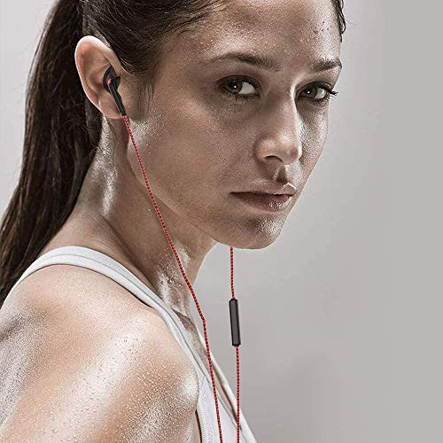 Sports Earbuds Wired, in Ear Running Headphones with Microphone, Sweatproof Winged Earphones for Workout Exercise Gym, Braid Heaphones Compatible with Cell Phones Mp3 Tablet Laptop 3.5mm