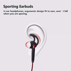 Sports Earbuds Wired, in Ear Running Headphones with Microphone, Sweatproof Winged Earphones for Workout Exercise Gym, Braid Heaphones Compatible with Cell Phones Mp3 Tablet Laptop 3.5mm