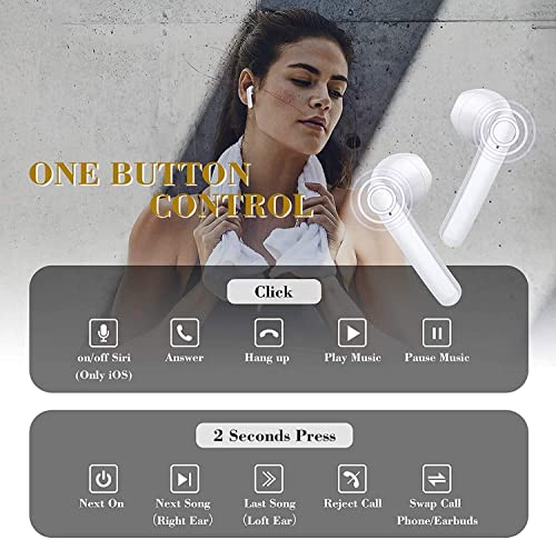 Wireless Earbud Bluetooth 5.0 Headphones Noise Cancelling Air Buds Pods 3D Stereo Ear pods in-Ear Ear Buds with Deep Bass Earphones Sport Headsets for Android/Samsung/Apple iPhone