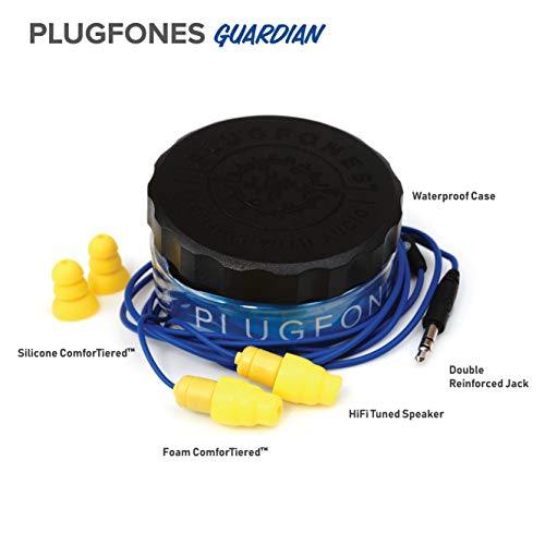Plugfones Guardian in-Ear Earplug Earbud Hybrid - Noise Reduction in-Ear Headphones(Blue & Yellow)