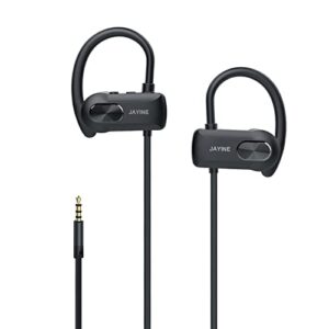 jayine wired in-ear earbuds with microphone wired earphones for running sports workout, stereo sound headphones with over ear hook,compatible with smartphone laptop tablet most 3.5mm jack
