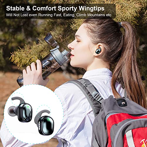 Ear Buds Wireless Bluetooth Earbuds V17 with Wireless Charging Case and LED Digital Display 100hrs Playtime IPX6 Waterproof Earphones with Earhooks Great Sound for Sports Running Workout Gym Black