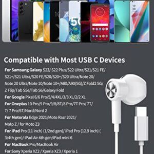 USB C Headphones, ACAGET Galaxy S22+ Ultra S23 Earbuds Wired USB Type C Earphones Magnetic Headsets with Mic Volume Control HiFi Stereo Headphone for Samsung S21 FE Note 20 Oneplus 10 Pro 9 Pixel 7 6A