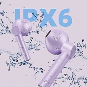 Wireless Earbuds Bluetooth, ENC Noise Cancelling Deep Bass in-Ear Stereo Ear Buds,IPX6 Waterproof Headphones with Mic, USB-C Charging Case, Touch Control Earphones for iPhone & Android Purple