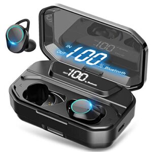 xmythorig ultimate true wireless earbuds bluetooth 5.0 headphones, ipx7 waterproof earphones for sports, 110h playtime w/ 3300mah charging case, 3d stereo audio touch control in-ear headset w/mic