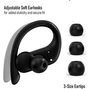 Audiovance SP301 True Wireless Earbuds Bluetooth 5.2 Earphones, Over Ear Headphones with Mic and Earhooks for Women Men Workout Running Sports Gym, 24H Battery Waterproof Ear Buds for iPhone Android.