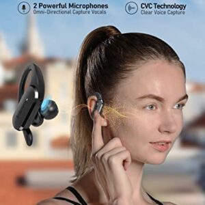 Audiovance SP301 True Wireless Earbuds Bluetooth 5.2 Earphones, Over Ear Headphones with Mic and Earhooks for Women Men Workout Running Sports Gym, 24H Battery Waterproof Ear Buds for iPhone Android.