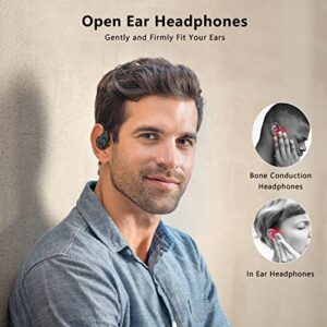 Koobesthy Open Ear Headphones, Bluetooth 5.2 Wireless Earbuds with Ear Hooks, IPX5 Waterproof 100H Playtime Workout Earphones, Dual 16.2mm Dynamic Drivers Touch Control Sport Headphones