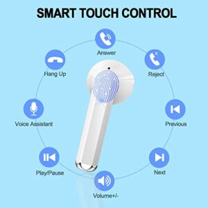 Wireless Earbuds, Bluetoth Earbuds Bluetooth 5.3 Headphones with 4 Mic, Ear Buds Wireless Bluetooth Earbuds, Wireless Headphones Sport with Noise Cancelling, 25H Playtime Earphones, LED Display, White