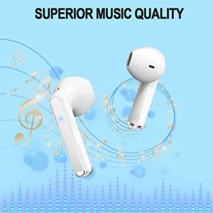 Wireless Earbuds, Bluetoth Earbuds Bluetooth 5.3 Headphones with 4 Mic, Ear Buds Wireless Bluetooth Earbuds, Wireless Headphones Sport with Noise Cancelling, 25H Playtime Earphones, LED Display, White