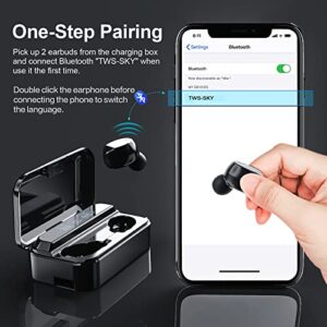 Bluetooth 5.2 Wireless Earbuds HiFi Stereo Sound Deep Bass Headphones with USB-C Charging Case Noise-Cancelling and Fast-Charge in-Ear Earphones Touch Control Headphone for Sports Office