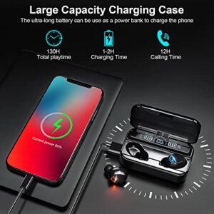 Bluetooth 5.2 Wireless Earbuds HiFi Stereo Sound Deep Bass Headphones with USB-C Charging Case Noise-Cancelling and Fast-Charge in-Ear Earphones Touch Control Headphone for Sports Office