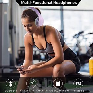 PowerLocus Bluetooth Headphones Over Ear, Wireless Headphones with Microphone, Foldable Headphone, Soft Memory Foam Earmuffs & Lightweight, Micro SD/TF,FM Radio for iPhone/Android/Tablet/PC/TV(Purple)