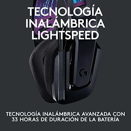 Logitech G535 Lightspeed Wireless Gaming Headset - Lightweight on-Ear Headphones, flip to Mute mic, Stereo, Compatible with PC, PS4, PS5, USB Rechargeable - Black (Renewed)