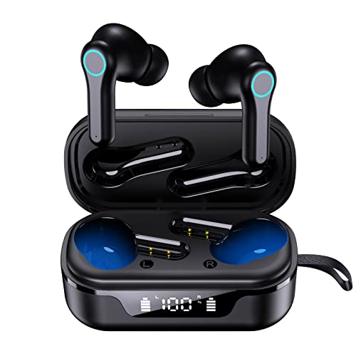 Bluetooth Headphones Bluetooth 5.2 Earbuds 90H Playtime LED Power Display Wireless Earphones 4 Mic Call Noise Cancelling Wireless Headphones Waterproof in-Ear Earbuds for Smart Phone Laptop Sports