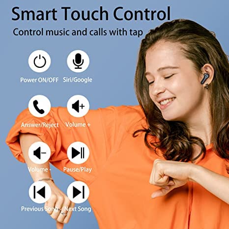 Bluetooth Headphones Bluetooth 5.2 Earbuds 90H Playtime LED Power Display Wireless Earphones 4 Mic Call Noise Cancelling Wireless Headphones Waterproof in-Ear Earbuds for Smart Phone Laptop Sports