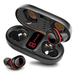 pendali wireless earbuds, ipx7 waterproof earbuds tws stereo headphones with portable charging case, led battery display, touch control, in-ear earphones headset for sport/travel/gym