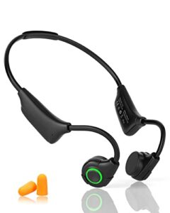 spodus bone conduction headphones, bluetooth 5.0 open-ear sport headphones, waterproof wireless earphones for running cycling yoga hiking swiming, built-in mic, with 32g memory