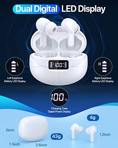 Eumspo Wireless Earbuds Bluetooth V5.1 Earbuds 35H Playtime Stereo Sound in-Ear Bluetooth Headphones Waterproof Touch Control Wireless Headphones with LED Charging Case for Sports Running Workout