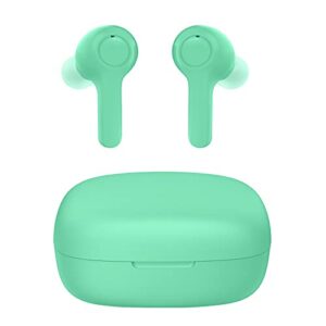 lanteso true wireless earbuds, tws bluetooth earbuds with mics clear call touch control bluetooth headphones with bass sound in ear earphones for music,home office(mint green)…