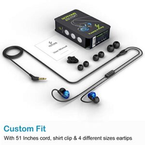 Rovking Over The Ear Earbuds for Running, Wrap Around Ear Wired Sports Headphones for Workout Exercise Jogging, Sweatproof in Ear Earphones Ear Buds with Mic for Cell Phones MP3 Laptop, Blue