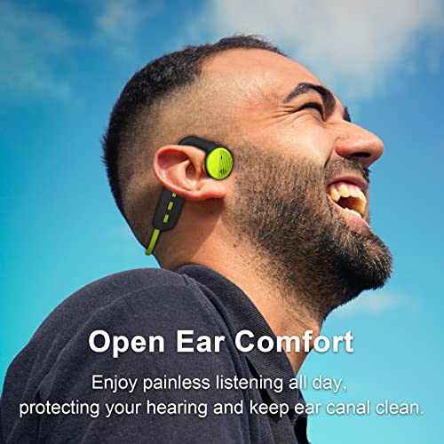 RR SPORTS Open Ear Air Conduction Headphones, Bluetooth 5.2 Wireless Headphones with Built-in Mic, 24 Hours Playtime Sweat Resistant Sport Headset for Running, Cycling, Driving (Grey & Green)