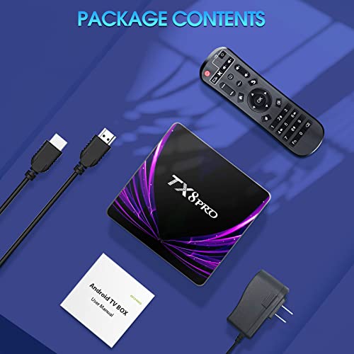 Android TV Box 11.0, TX8PRO Android TV Box 4GB RAM 32GB ROM Amlogic S905w2 Android Box, 2.4G/5GHz Dual WiFi BT5.0 3D 4K Ultra-HD H.265 TV Box