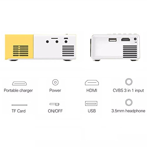 Portable YG300 Mini LED Projector A1 LED LCD Mini Video Projector - Intenational version White/yellow