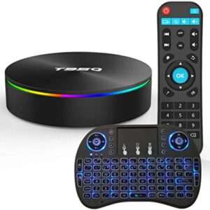 Android TV Box Android 9.0 OS Smart TV Box 4GB 64GB T95Q Support USB 3.0 BT 4.1 2.4G- 5G Dual-Band Wi-Fi 3D 4K Full HD H.265 100M Android Mini PC with Wireless Keyboard Remote (Backlit) TTV Box