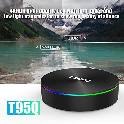 Android TV Box Android 9.0 OS Smart TV Box 4GB 64GB T95Q Support USB 3.0 BT 4.1 2.4G- 5G Dual-Band Wi-Fi 3D 4K Full HD H.265 100M Android Mini PC with Wireless Keyboard Remote (Backlit) TTV Box
