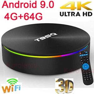 Android TV Box Android 9.0 OS Smart TV Box 4GB 64GB T95Q Support USB 3.0 BT 4.1 2.4G- 5G Dual-Band Wi-Fi 3D 4K Full HD H.265 100M Android Mini PC with Wireless Keyboard Remote (Backlit) TTV Box