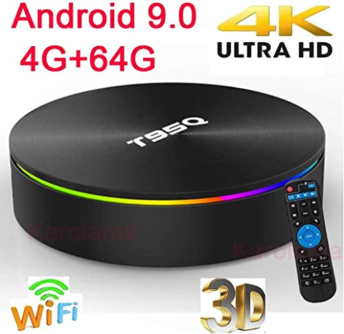 Android TV Box Android 9.0 OS Smart TV Box 4GB 64GB T95Q Support USB 3.0 BT 4.1 2.4G- 5G Dual-Band Wi-Fi 3D 4K Full HD H.265 100M Android Mini PC with Wireless Keyboard Remote (Backlit) TTV Box