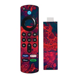 mightyskins skin compatible with amazon fire tv stick 4k max – fiery flow | protective, durable, and unique vinyl decal wrap cover | easy to apply, remove, and change styles | made in the usa