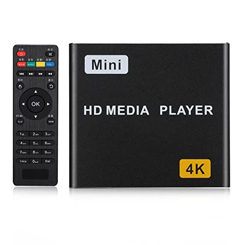 HDMI Media Player,4K 1080P Full HD Digital Media Player Support HDMI/AV Output,Play Video and Photos with USB Drive/SD Cards/External Devices For Android(US Plug)