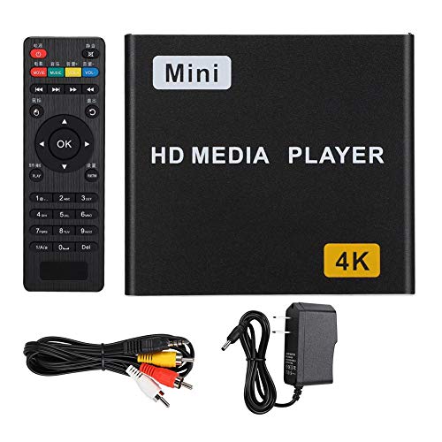 HDMI Media Player,4K 1080P Full HD Digital Media Player Support HDMI/AV Output,Play Video and Photos with USB Drive/SD Cards/External Devices For Android(US Plug)