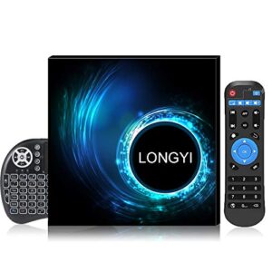 android tv box10.0 , longyi android box 4gb ram 32gb rom with allwinner h616 quad-core supports 2.4g 5g dual wifi/bt 5.0 /4k/6k/3d/h.265 smart tv boxes with wireless backlit mini keyboard 2022