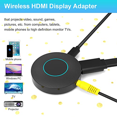 SUNPUPA Wireless HDMI Display Dongle Adapter, Used for Laptop/iPhone Mac iOS Android Casting/Mirroring to TV/Projector /Monitor, NO Setup, NO APP Required, No Delay, Video Mirroring Dongle Receiver