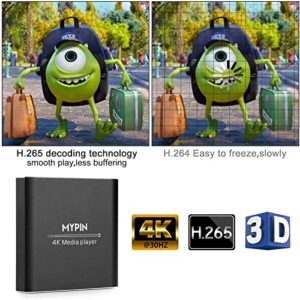 4K Media Player with 2X Remote Control, Digital MP4 Player for 8TB HDD/USB Drive/TF Card/H.265 MP4 PPT MKV AVI Support HDMI/AV/Optical Out and USB Mouse/Keyboard-HDMI up to 7.1 Surround Sound