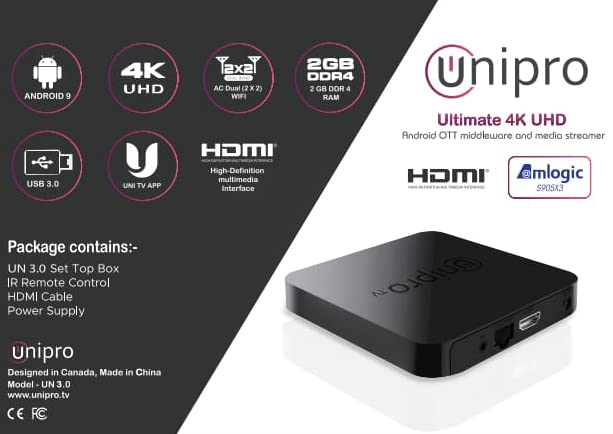 Unipro.Tv Unipro 3.0 4k UHD Android Box