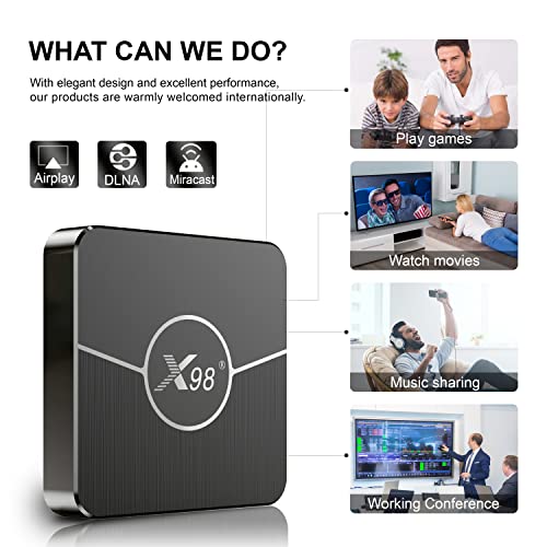 Android 11.0 TV Box,X98 Plus Amlogic S905W2 Quad Core X96Q Pro Upgraded RAM 4GB ROM 32GB Dual WiFi 2.4G/5.8G BT4.2 4K 6K AV1 Home Smart Media Player Set top Box