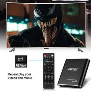 HDMI Media Player with ONE AV Cable, Black Mini 1080p Full-HD Ultra HDMI Digital Media Player for -MKV/RM- HDD USB Drives and SD Cards