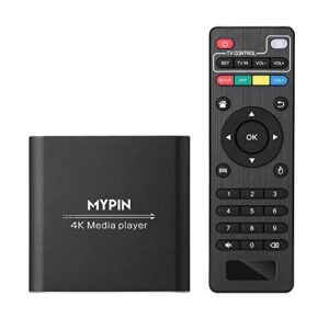 4K Media Player with AV Cable, Digital MP4 Player for 8TB HDD/USB Drive/TF Card/H.265 MP4 PPT MKV AVI Support HDMI/AV/Optical Out and USB Mouse/Keyboard-HDMI up to 7.1 Surround Sound