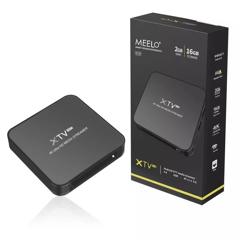 MEELO + XTV SE2 Android 11 Set top Box, 2GB/16GB, 2X WiFi, Full 4K Ultra HD, Stalker, STB Media, MyTVOnline, Clean Memory