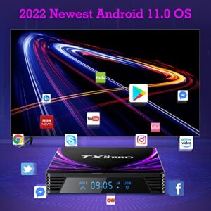 Android TV Box 11.0, TX8 PRO Android TV Box 4GB RAM 64GB ROM, Android Box with Amlogic S905W2 Quad Core 64 Bits, AV1 6K/4K 3D USB 3.0 BT 4.2 TV Box