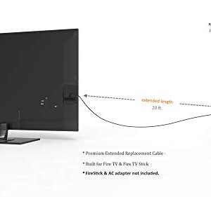 fireCable Super Long (20') Streaming Stick USB Cable, Replacement Adapter for Streaming TV Sticks (Eliminates Extension Cords)