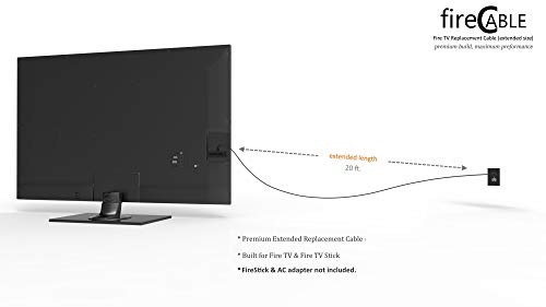 fireCable Super Long (20') Streaming Stick USB Cable, Replacement Adapter for Streaming TV Sticks (Eliminates Extension Cords)