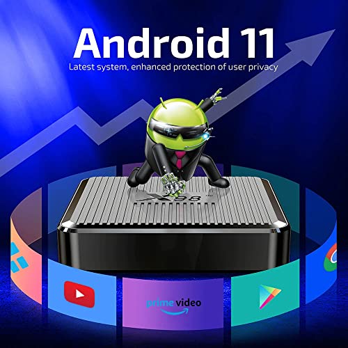 Android 11.0 TV Box,X98Q Amlogic S905W2 Quad Core X96Q Upgraded RAM 2GB ROM 16GB Dual WiFi 2.4G/5.8G 4K 6K AV1 Home Smart Media Player Android TV Box Set top Box