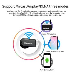 MiraScreen Wireless Display Receiver Mobile Screen Cast Dongle 1080P HDMI AV Adapter Cable for Connect Samsung Galaxy S6 S7 S8 Plus Note 8/5/4/3 iOS Apple iPhone iPad Tablet PC to HD TV (Black)