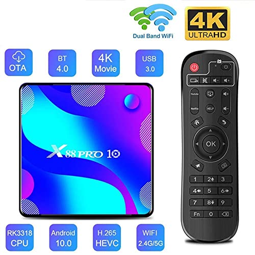 Android TV Box Android 11,4GB 128GB RK3318 4K TV Box,2.4G 5.8G WiFi Bluetooth 4.1 with Wireless Keyboard,4K Video TV Box (4GB 128GB)
