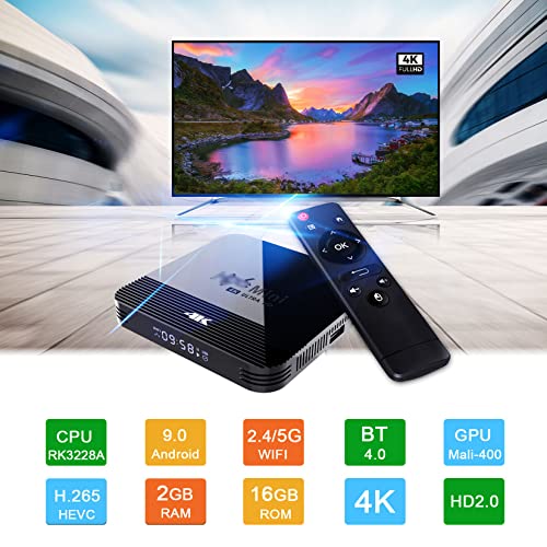 KRGEMS TV Box,Streaming Player,2GB RAM 16GB ROM,with Digital Display,Built-in 2.4/5.0GHz Dual-Band WiFi,Support h.265,4K,3D,HDMI 2.0,BT 4.0